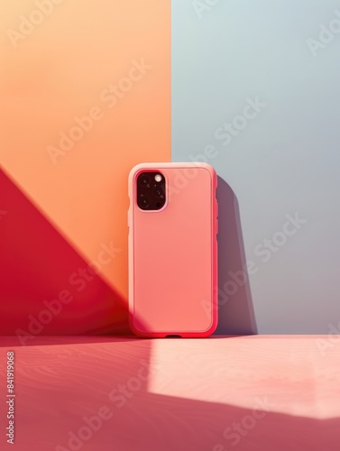 4K photo of a phone case on a solid color background, with space for branding or text photo