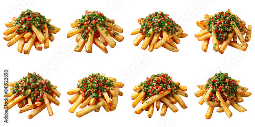 Set of Chimichurri Fries isolated on transparent png background. Generative ai photo