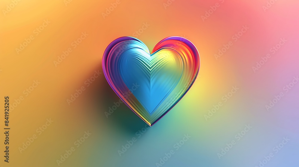 A gradient rainbow-colored heart shape design creating a vibrant background effect A gradient rainbow-colored heart shape design creating a vibrant background effect