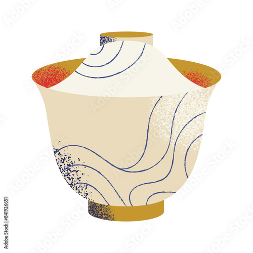 Oriental tea ceremony attributes set. Cups, teapot, table, tray. Green, pu erh, oolong. Japanese and chinese traditions. Flat vector illustration isolated on background