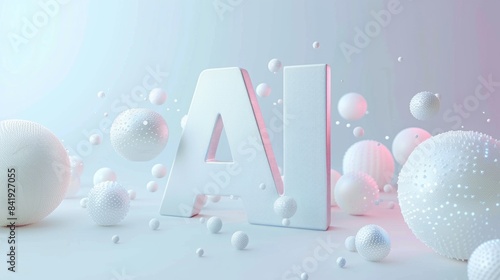 White Glossy Surface Artificial Intelligence concept art poster.