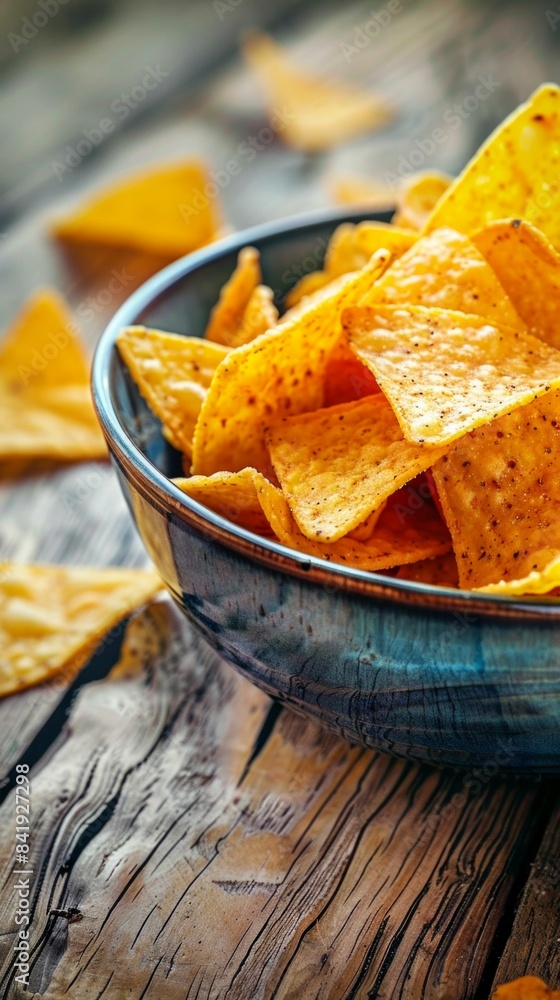 Bowl of Crunchy Nacho Chips. Generative ai Bowl of Crunchy Nacho Chips. Generative ai