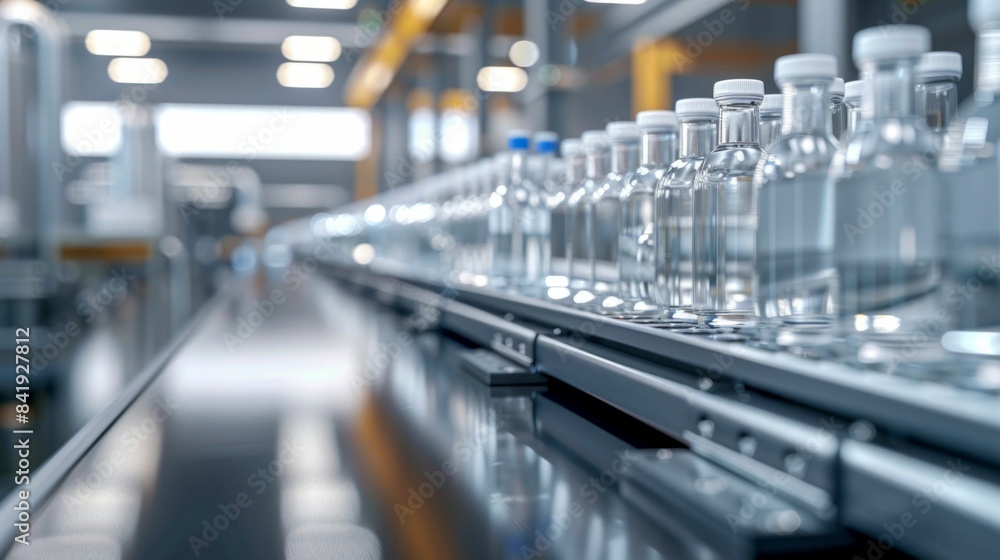 Plastic Bottles on Production Line in Factory. Generative ai Plastic Bottles on Production Line in Factory. Generative ai