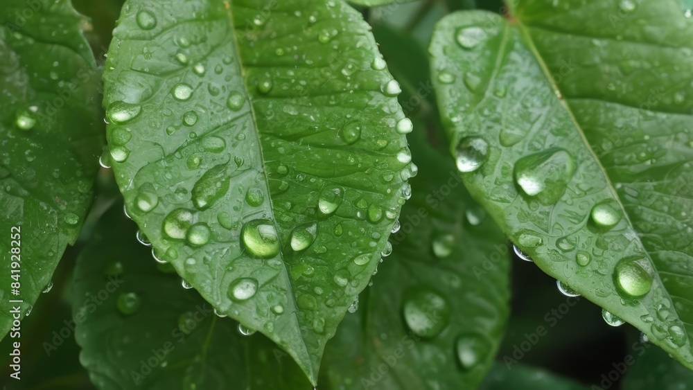 Macro photography revealing the intricate patterns of rain-soaked leaves Macro photography revealing the intricate patterns of rain-soaked leaves