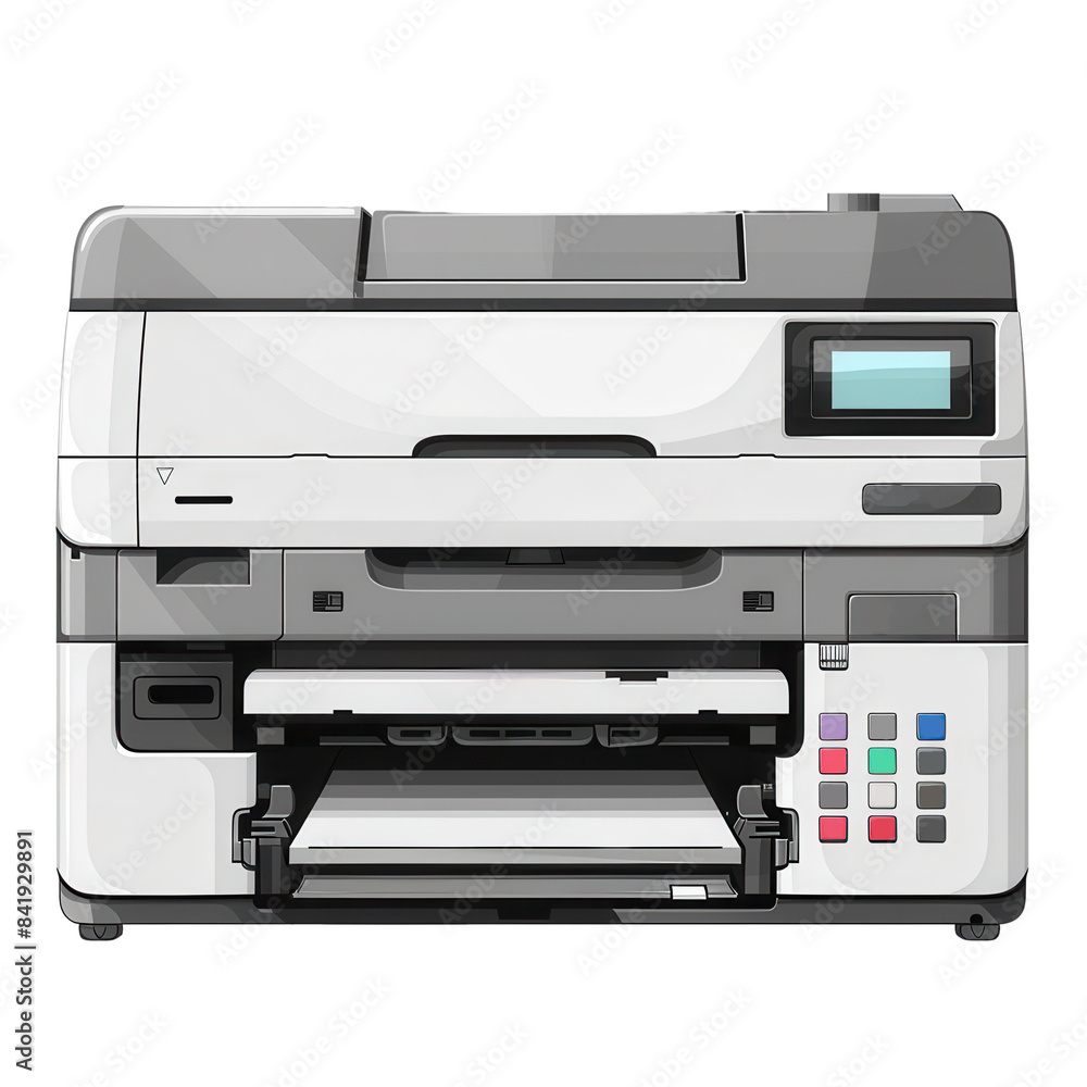 Modern Flat Design Printer with Simple Lines on Transparent Background - Front View Modern Flat Design Printer with Simple Lines on Transparent Background - Front View