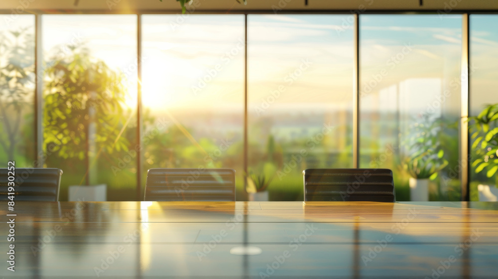 Fototapeta premium Blurred background image of modern office meeting room, business concept