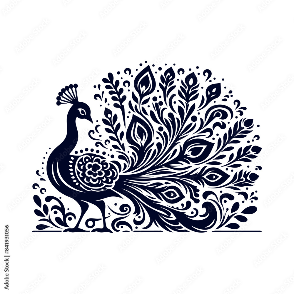 Peacock silhouette Clip art isolated vector illustration on white background Peacock silhouette Clip art isolated vector illustration on white background