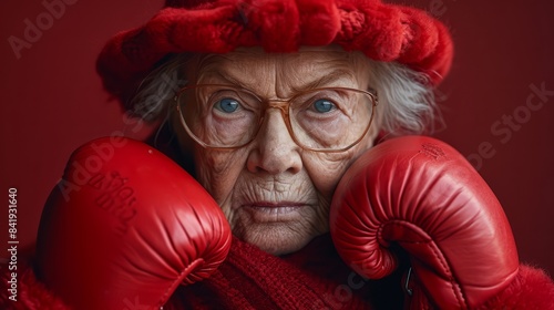 Within an ordinary pensioner resides a stubborn fighter, her can-do spirit reflected in a portrait where she wears boxing gloves ready for justice. © Dmitry