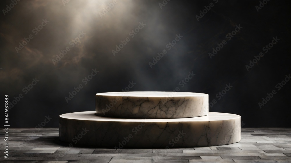 podium for presentation product of marble rock on dark background with fog and shine background, best mockup for presentation man product, masculine, lexury and gentle podium for presentation product of marble rock on dark background with fog and shine background, best mockup for presentation man product, masculine, lexury and gentle