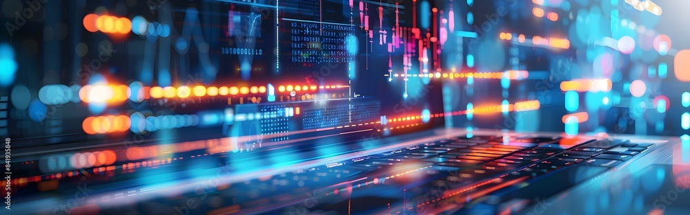 Fototapeta premium Data science business intelligence laptop and technology
