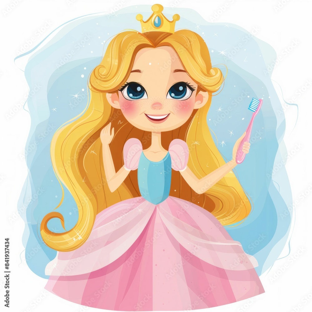 Dental Care Fairytale: Princess with Her Magic Toothbrush. Generative ai. Dental Care Fairytale: Princess with Her Magic Toothbrush. Generative ai.