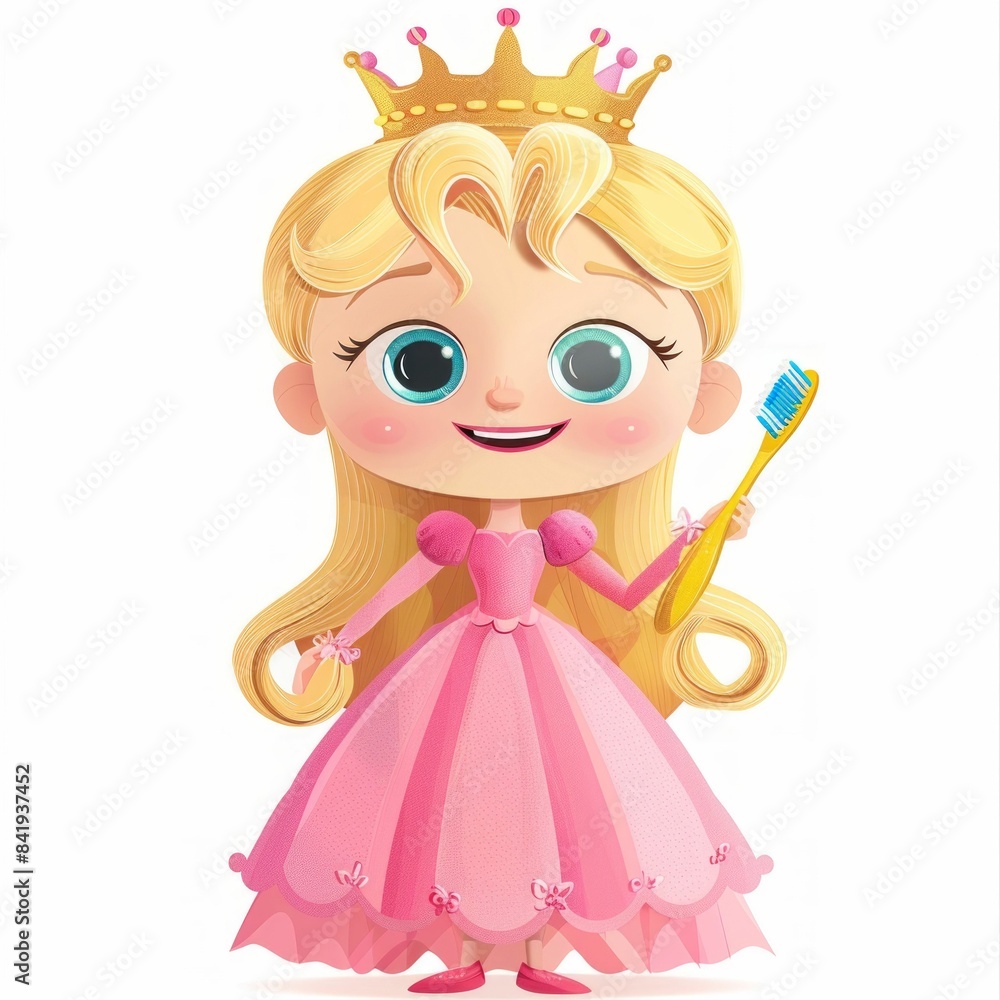 Dental Care Fairytale: Princess with Her Magic Toothbrush. Generative ai. Dental Care Fairytale: Princess with Her Magic Toothbrush. Generative ai.