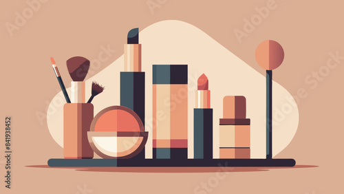 Elegant Cosmetic Collection Illustration with Warm Tones