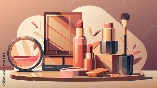 Elegant Vanity Table Setup with Makeup and Beauty Products