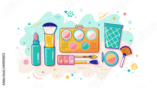 Vibrant Cosmetic Beauty Essentials Illustration