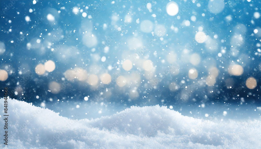 Abstract winter scenery, white snow and bokeh. Festive minimal background. Cold weather. Abstract winter scenery, white snow and bokeh. Festive minimal background. Cold weather.