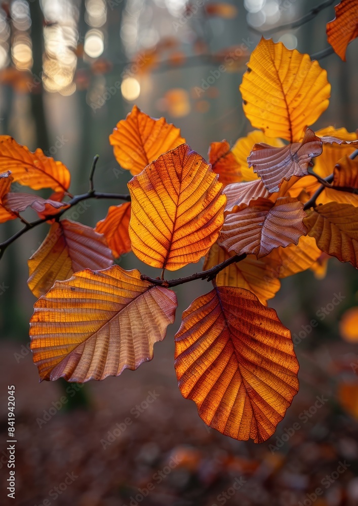 Vibrant autumn leaves in a woodland, ideal for seasonal themes. Vibrant autumn leaves in a woodland, ideal for seasonal themes.