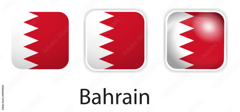 Obraz premium Bahrain flag vector icons set in the shape of rounded square