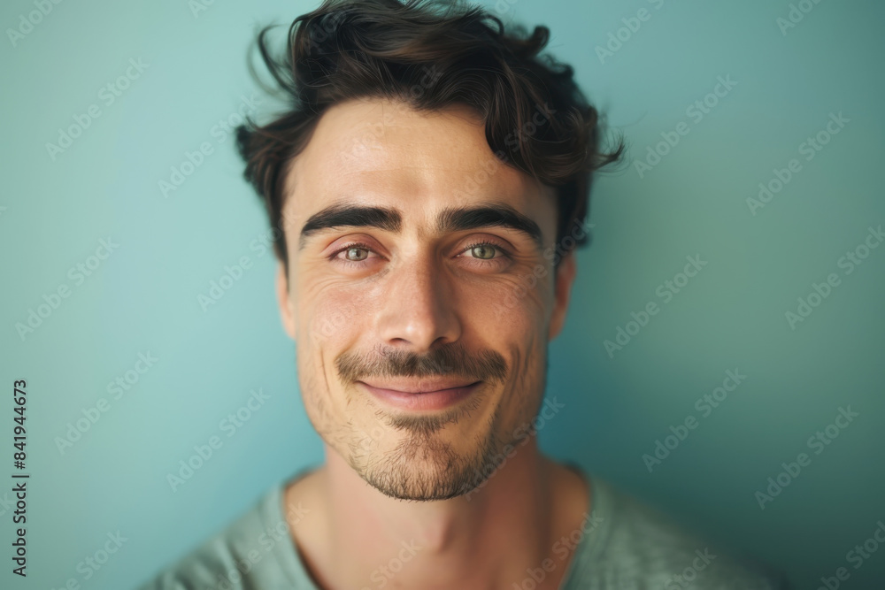 Fototapeta premium A close up portrait of a young man with a subtle smile