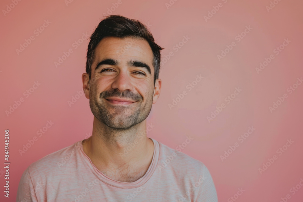 Obraz premium A close up portrait of a young man with a subtle smile