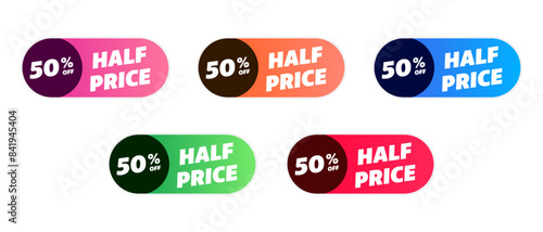 half price set sale colorful sticker