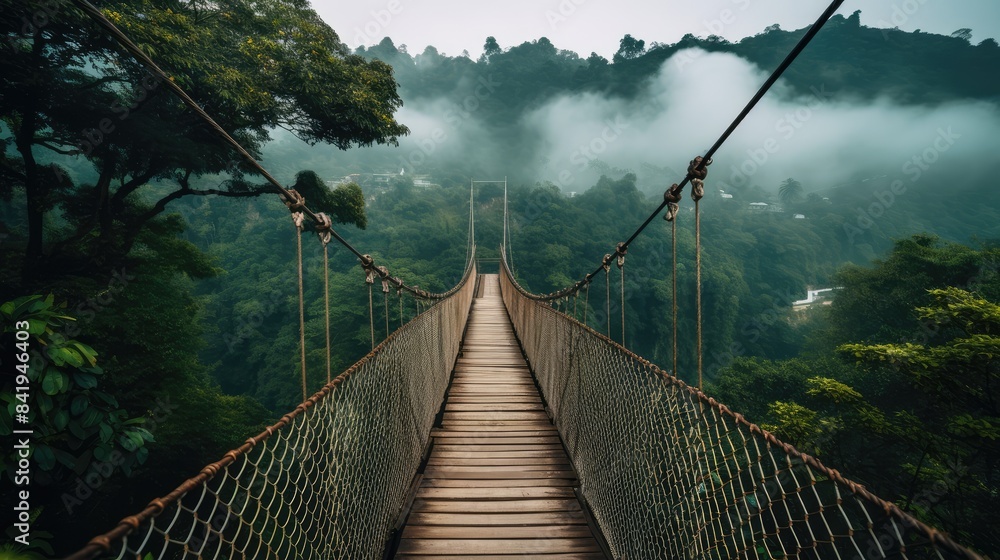 Obraz premium suspension bridge in the mountains