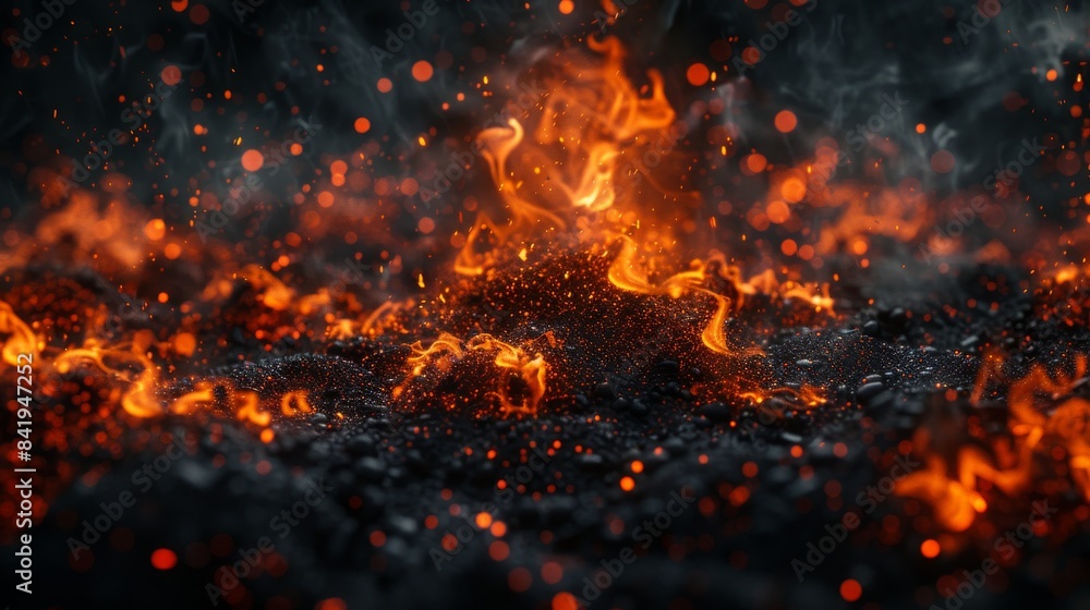 close up of fire flames on black background close up of fire flames on black background