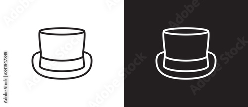 Hat icons, magician hat icon, cylinder, men's bowler,  sun visor. summer hat. Icon line of hat vector illustration on black and white background. eps 10, Editable stroke. Fashion icon, Menwear.