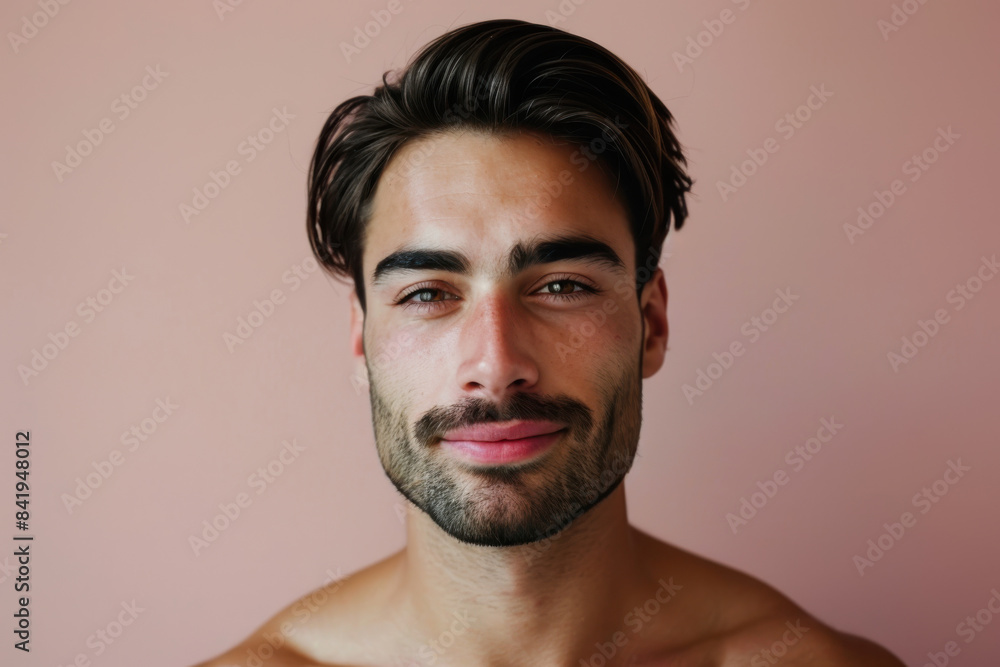 Obraz premium A close up portrait of a young man with a subtle smile