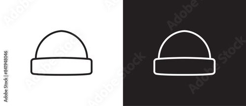 Hat icons, knit hat icon, caps , sun visor ,knit wear,  summer hat. Icon line of hat vector illustration on black and white background. eps 10, Editable stroke. Fashion icon, Menwear.