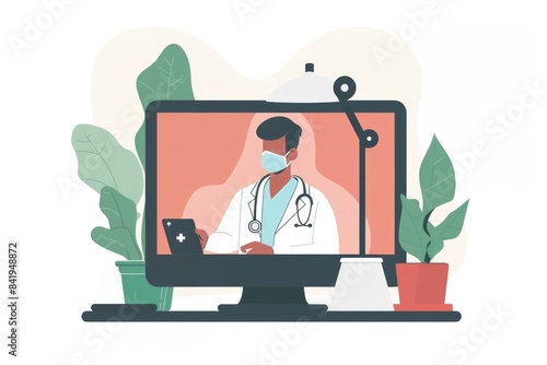 telemedicine, online doctor's appointment, modern technologies, doctor on laptop screen © iloli