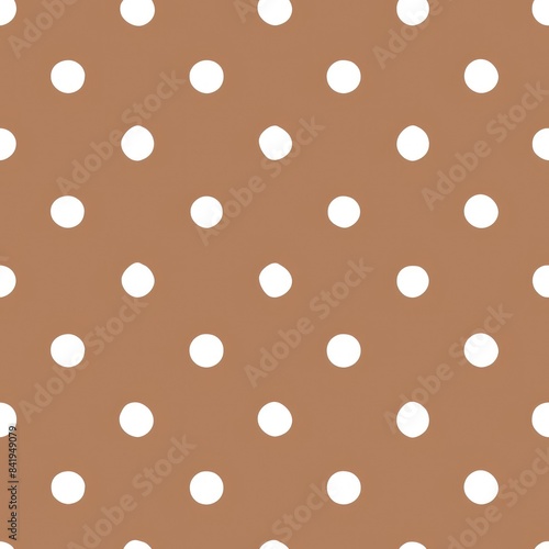 Seamless Pattern, White Polka Dots on Brown Background, Print for Textile, Paper, Abstract Background