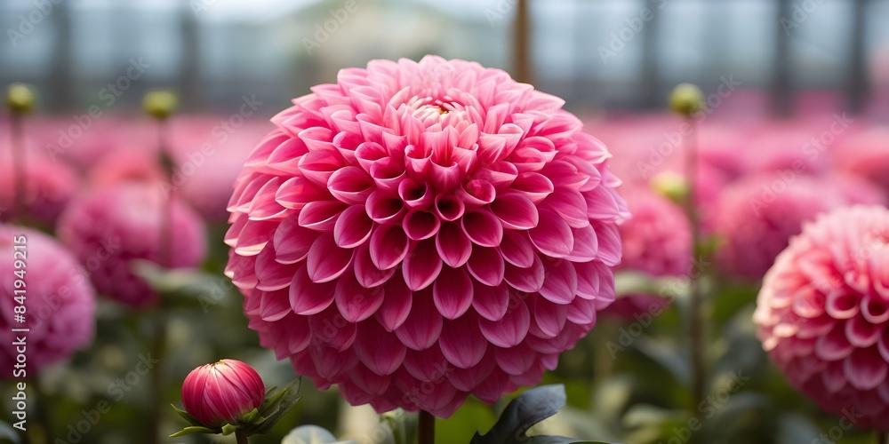 Beautiful Pink Dahlia Flower with Blurred Background Ideal for Text Placement. Concept Pink Dahlia, Flower Photography, Blurred Background, Text Placement Beautiful Pink Dahlia Flower with Blurred Background Ideal for Text Placement. Concept Pink Dahlia, Flower Photography, Blurred Background, Text Placement