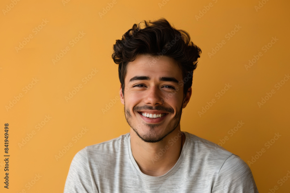 A close up portrait of a young man with a subtle smile A close up portrait of a young man with a subtle smile