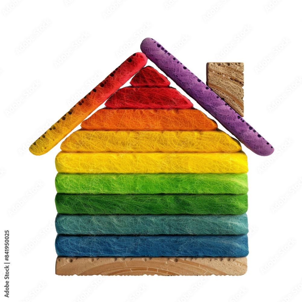 Colorful house model made from sticks, symbolizing diversity and ...