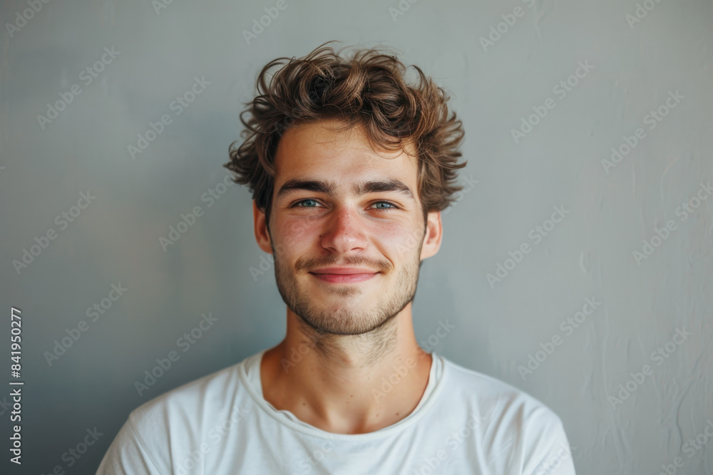 Fototapeta premium A close up portrait of a young man with a subtle smile