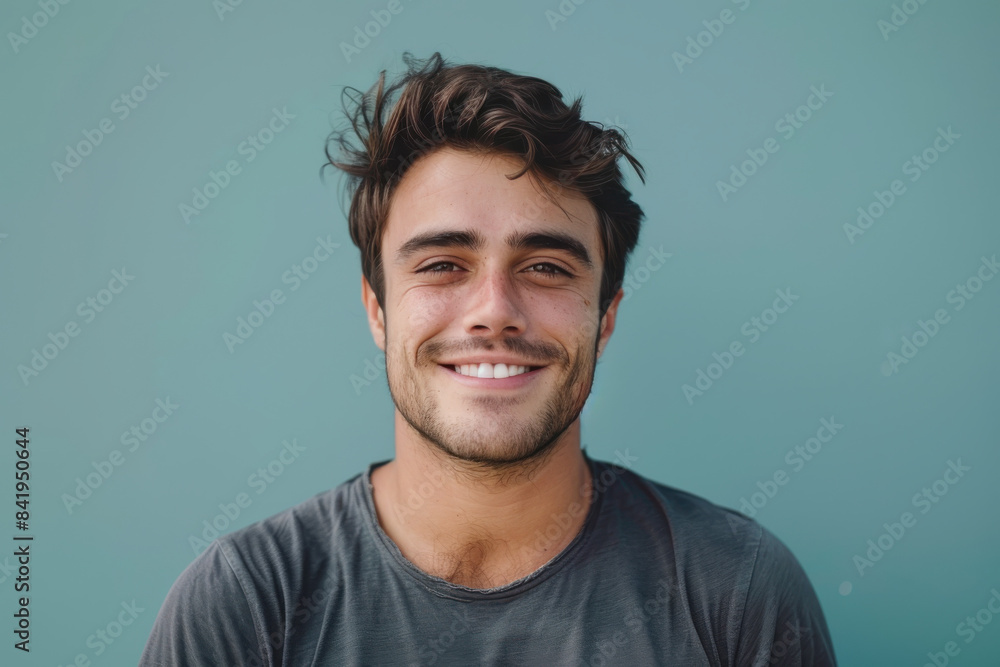 Obraz premium A close up portrait of a young man with a subtle smile