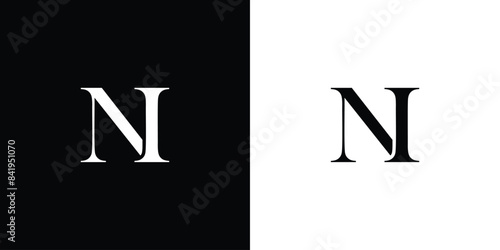Abstract serif letter NI logo in black and white color for beauty and wedding design logo vector inspiration