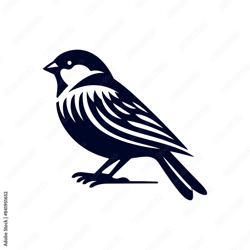 Fototapeta premium Sparrow bird silhouette Clip art isolated vector illustration on white background