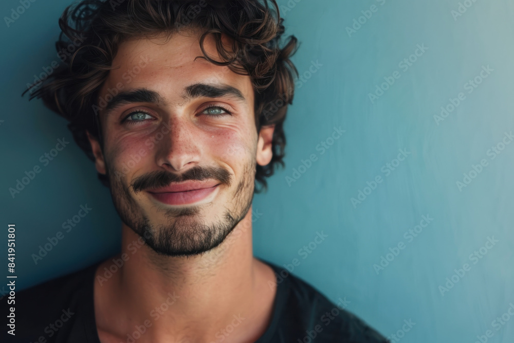 Obraz premium A close up portrait of a young man with a subtle smile