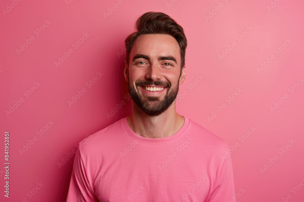 A close up portrait of a young man with a subtle smile A close up portrait of a young man with a subtle smile