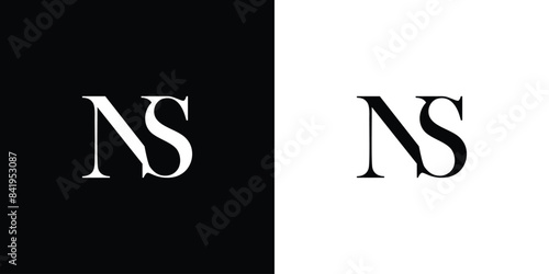 Abstract serif letter NS logo in black and white color for beauty and wedding design logo vector inspiration