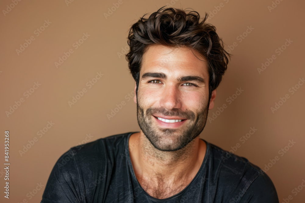 Obraz premium A close up portrait of a young man with a subtle smile