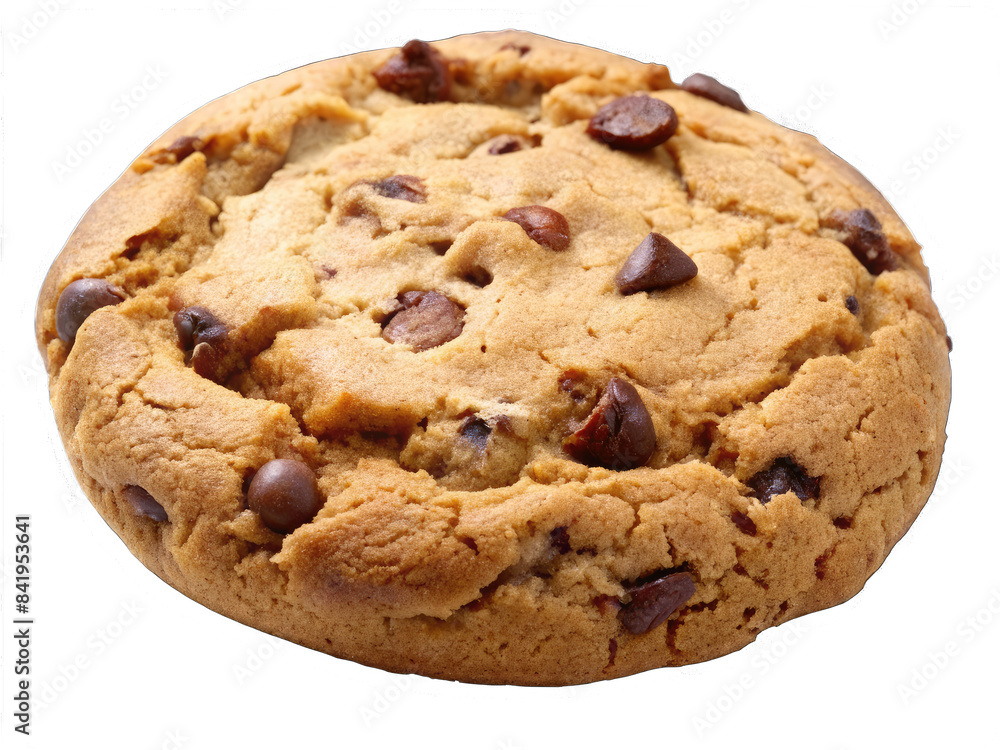 A stack of homemade chocolate chip cookies on a white background A stack of homemade chocolate chip cookies on a white background
