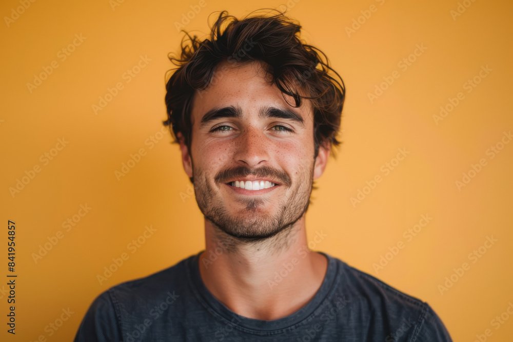 Obraz premium A close up portrait of a young man with a subtle smile