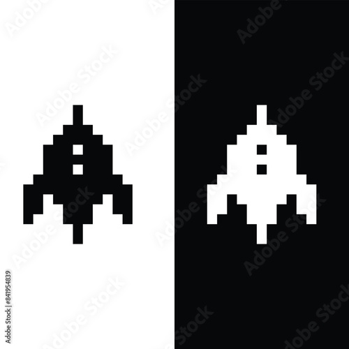 pixel art ufo vector icon spaceship  pixel element for 8 bit space arcade  game