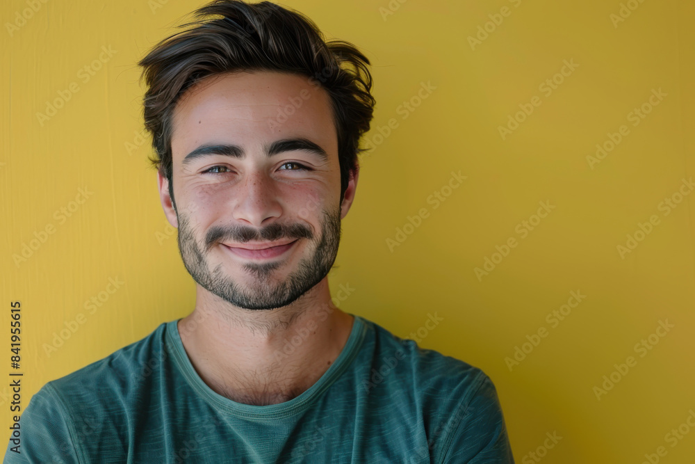 Obraz premium A close up portrait of a young man with a subtle smile