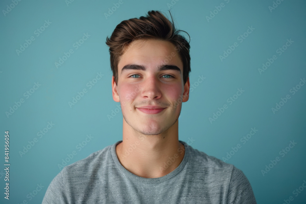 Obraz premium A close up portrait of a young man with a subtle smile