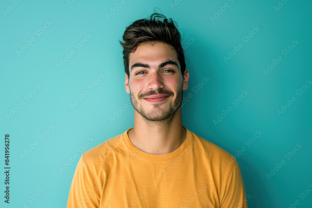 Fototapeta premium A close up portrait of a young man with a subtle smile