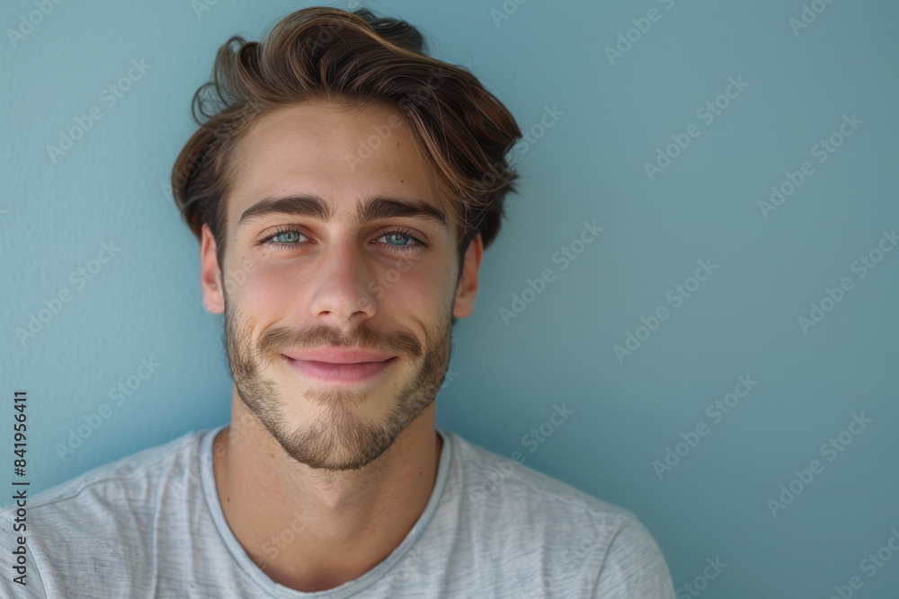 Fototapeta premium A close up portrait of a young man with a subtle smile